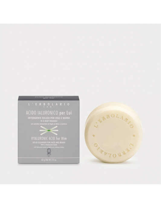 Acide Hyaluronique pour Lui Nettoyant solide visage et barbe